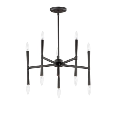 Maxim Lighting Rome Chandelier in Satin Nickel finish, 29.3" wide, featuring a sleek, modern design with multiple curved arms and elegant bulb fixtures.