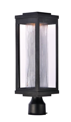 Maxim Lighting Salon LED Outdoor Pole/Post Mount in Black finish, featuring a sleek Aluminum frame with a modern design, illuminating a garden pathway.
