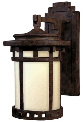 Maxim Lighting Santa Barbara Dark Sky Outdoor Wall Light in Sienna finish, featuring an aluminum frame with a classic lantern design.