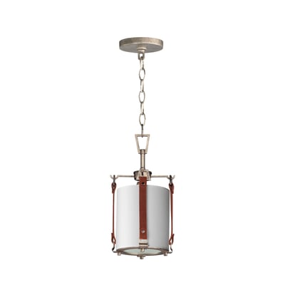 Maxim Lighting Sausalito Pendant in Zinc with Brown Suede finish, featuring a steel frame and linen shade, hanging elegantly in a modern interior.