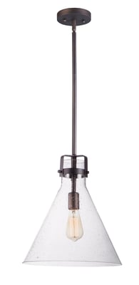 Maxim Lighting Seafarer Pendant in Oil Rubbed Bronze finish, featuring a steel frame with glass accents, hanging elegantly from the ceiling.