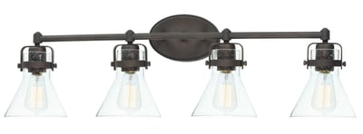 Maxim Lighting Seafarer Bathroom Vanity Light with steel and glass design, featuring an oil-rubbed bronze finish and nautical-inspired elements.
