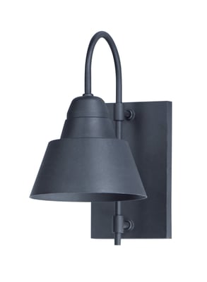 Maxim Lighting Shoreline Wall Sconce in Black Aluminum finish, featuring a sleek, modern design with a curved silhouette and soft ambient light.
