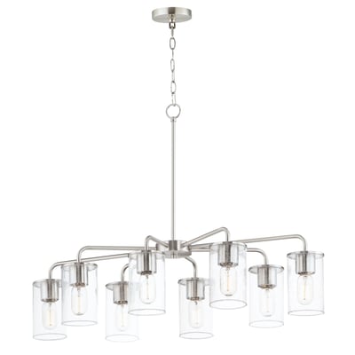 Maxim Lighting Sleek Chandelier with a modern design, featuring a Satin Nickel finish and Steel frame, adorned with Glass accents.