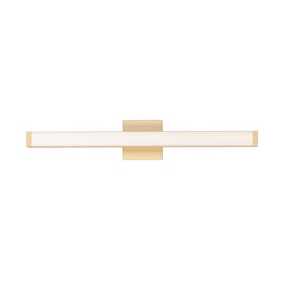 Maxim Lighting Spec Bathroom Vanity Light with a sleek design, featuring an Aluminum frame and Gold finish, elegantly illuminating a modern bathroom.