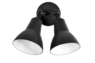 Maxim Lighting Spots 2-Light Outdoor Wall Mount in Black finish, featuring a sleek aluminum design with two adjustable lights for versatile outdoor illumination.