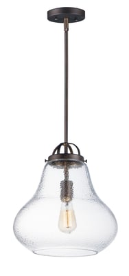 Maxim Lighting Stella Pendant featuring a steel and glass design with an oil rubbed bronze finish, elegantly hanging from the ceiling.