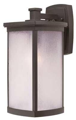 Maxim Lighting Terrace Outdoor Wall Light in Bronze finish, featuring an elegant aluminum frame with a clear glass shade, mounted on an exterior wall.