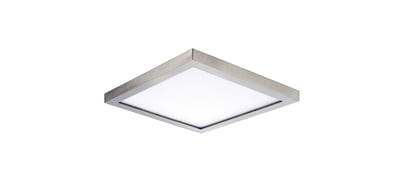 Maxim Lighting Wafer SQ LED Flush Mount in Satin Nickel finish, featuring a sleek, square aluminum design with a modern, minimalist aesthetic.