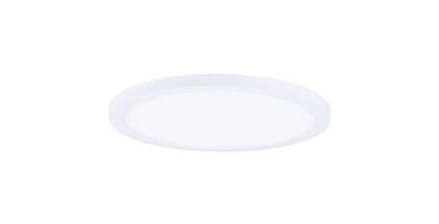 Maxim Lighting Wafer RD LED Surface Mount in White finish, featuring a sleek aluminum design, 3000K color temperature, and 0-10V dimming capability.
