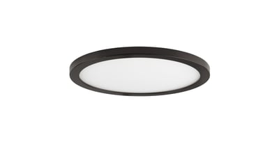 Maxim Lighting Wafer RD LED Surface Mount 3000K in Bronze finish, showcasing a sleek, round design with energy-efficient LED lighting, mounted on a ceiling.