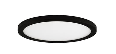 Maxim Lighting Wafer RD LED Surface Mount in Black finish, featuring a sleek, round design with 3000K warm white light, made from durable Aluminum.