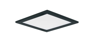Maxim Lighting Wafer SQ LED Surface Mount 3000K fixture with a sleek black aluminum finish, showcasing its modern square design.