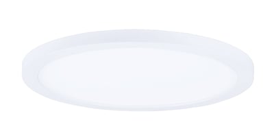 Maxim Lighting Wafer RD LED Surface Mount in 4000K features a sleek, round design with a white aluminum frame and polycarbonate diffuser.