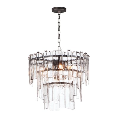 Maxim Lighting Warren Pendant in Dark Bronze finish with Steel frame and Glass shade, hanging elegantly from the ceiling, illuminating the space.