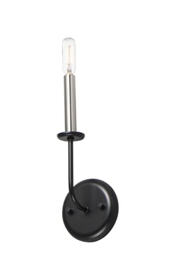 Maxim Lighting Wesley Wall Sconce in Black with Satin Nickel finish, featuring a sleek steel design with a modern touch.