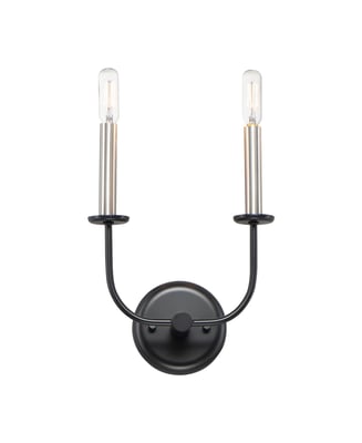 Maxim Lighting Wesley Wall Sconce in Black with Satin Nickel finish, featuring a sleek steel design with a modern, minimalist aesthetic.