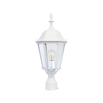 Maxim Lighting Westlake Outdoor Post Light in White finish, featuring a classic lantern design with clear glass panels and aluminum construction.