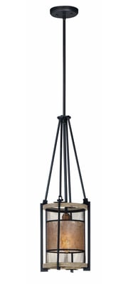 Maxim Lighting Boundry Mini Pendant with a sleek black finish, featuring a cylindrical glass shade and modern design, hanging from a thin black cord.