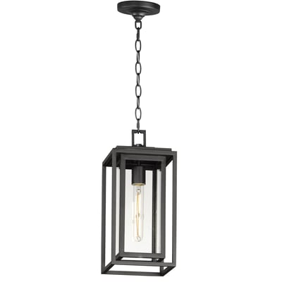 Maxim Lighting Cabana Outdoor Pendant with a sleek black finish, featuring a modern design and clear glass panels for outdoor illumination.