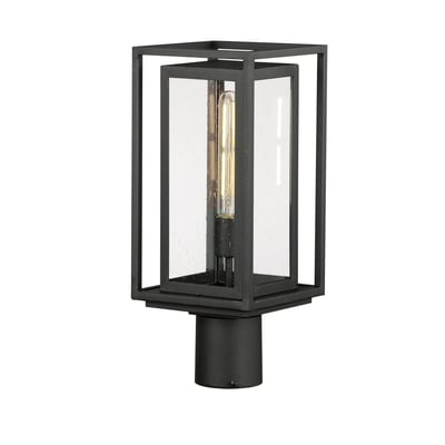 Maxim Lighting Cabana 120V Outdoor Post Mount in a bronze finish, featuring a classic lantern design with clear glass panels and decorative metal accents.