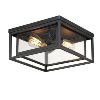 Maxim Lighting Cabana Outdoor Ceiling Light with a rustic finish, featuring a geometric design and glass panels, perfect for outdoor spaces.