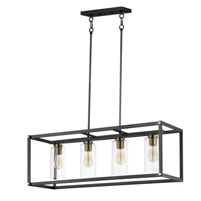 Maxim Lighting Capitol 4-Light Linear Pendant with a sleek metal finish, featuring four lights suspended in a modern, rectangular design.
