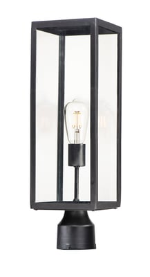 Maxim Lighting Catalina 1-Light Outdoor Post Lantern with a sleek black finish, featuring a clear glass shade and elegant design for outdoor illumination.