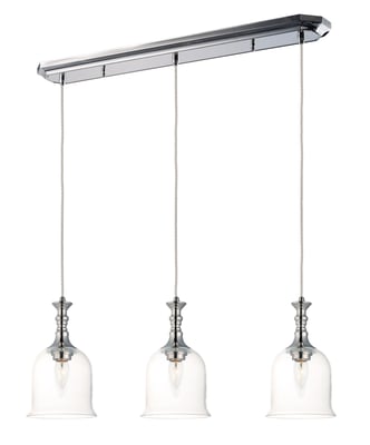 Maxim Lighting's Centennial 3-Light Pendant with a sleek finish, featuring a trio of lights hanging elegantly from a central fixture.
