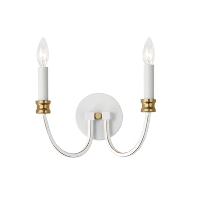 Maxim Lighting Charlton 2-Light Wall Sconce in Weathered White with Gold Leaf, crafted from durable steel.