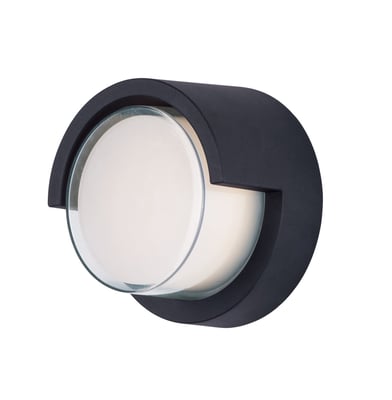 Maxim Lighting Eyebrow Round Outdoor Wall Light with a sleek finish, illuminating a modern exterior with its curved design and soft glow.