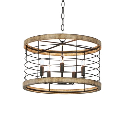 Maxim Lighting Homestead Chandelier with a bronze finish, featuring six candle-style lights and elegant curved arms, hanging from a chain in a dining room.