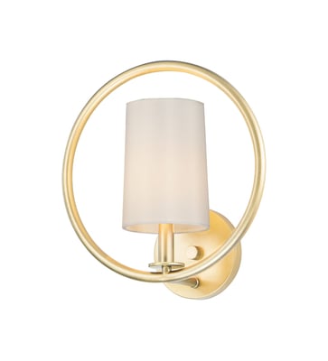 Maxim Lighting Meridian Wall Sconce with a sleek metal finish, featuring a single light fixture and a modern, minimalist design.
