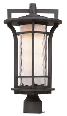 Maxim Lighting Oakville LED 1-Light Outdoor Pole/Post Lantern with a sleek black finish, featuring a modern design and energy-efficient LED light.