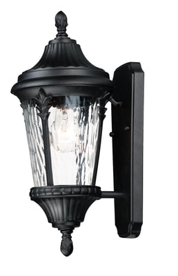 Maxim Lighting Sentry Post Outdoor Wall Light with a sleek, modern design in a black finish, featuring a clear glass shade for outdoor illumination.