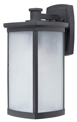 Maxim Lighting Terrace LED 1-Light Large Outdoor Wall fixture with a sleek black finish, featuring a modern rectangular design and frosted glass panel.