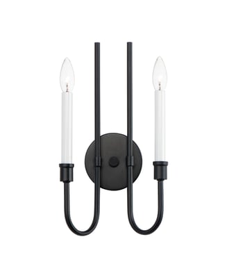 Maxim Lighting Tux 2-Light Wall Sconce in a sleek black and white finish, featuring a modern design with two cylindrical lights.