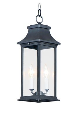 Maxim Lighting Vicksburg 2-Light Outdoor Hanging Lantern with a black finish, featuring clear glass panels and a classic design for elegant outdoor illumination.