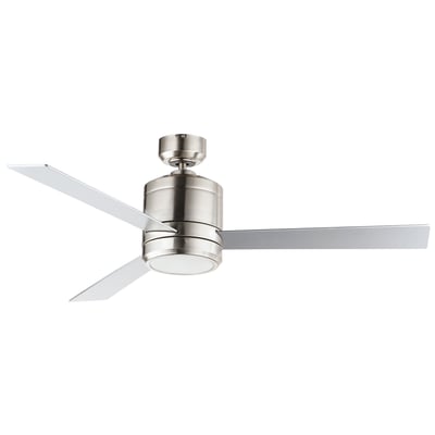Maxim Lighting Tanker E-Star Outdoor LED Fan with a Satin Nickel finish, featuring metal blades and a sleek, modern design.