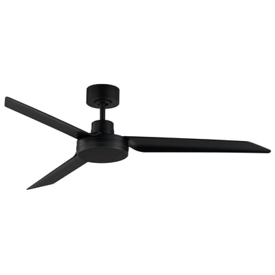 Maxim Lighting Ultra Slim Outdoor Fan with black metal frame and ABS blades, mounted on a patio ceiling, providing a sleek, modern look.