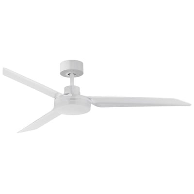 Maxim Lighting Ultra Slim Outdoor Fan in Matte White finish, featuring sleek metal and ABS blades, mounted on a patio ceiling.