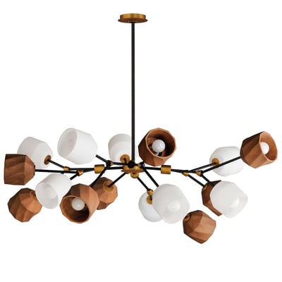 Maxim Lighting Akimbo Pendant in Dark Bronze with Antique Brass, featuring steel, glass, and wood materials.