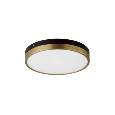 Maxim Lighting Dapper Flush Mount in Black with Antique Brass finish, featuring a sleek steel design with a modern, minimalist aesthetic.