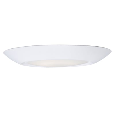 Maxim Lighting Diverse Flush Mount in a sleek white aluminum finish, featuring a round, minimalist design with a smooth, diffused PC cover.