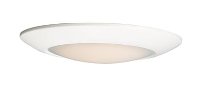 Maxim Lighting Diverse Flush Mount with a white polycarbonate shade and steel frame, providing a sleek and modern ceiling light fixture.