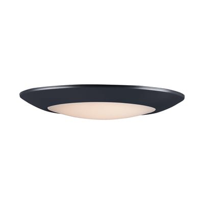 Maxim Lighting Diverse Flush Mount in black finish, featuring a sleek polycarbonate and steel design, mounted on a ceiling.