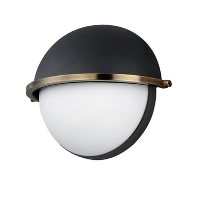 Maxim Lighting Duke Wall Sconce in Black with Weathered Brass finish, featuring a steel and glass design for a modern and elegant look.