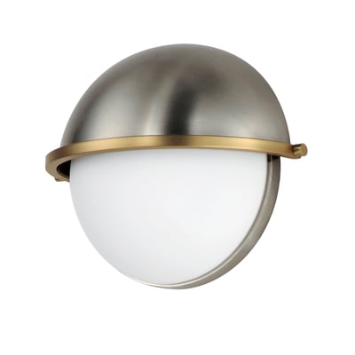 Maxim Lighting Duke Wall Sconce in Satin Nickel with Satin Brass finish, featuring a sleek design with steel and glass elements.