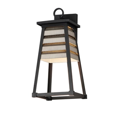Maxim Lighting Shutters Outdoor Wall Sconce in Weathered Zinc with Black finish, crafted from EPMM Aluminum, mounted on an exterior wall.