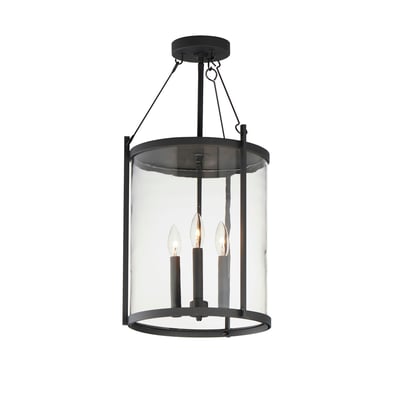 Maxim Lighting Belfry Pendant with a sleek black finish, featuring a modern, open-frame design and clear glass panels, illuminating any space elegantly.